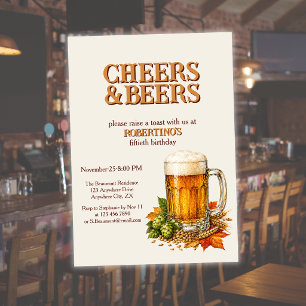 Rustikale Männer Cheers and Beers 50. Geburtstagsf Einladung