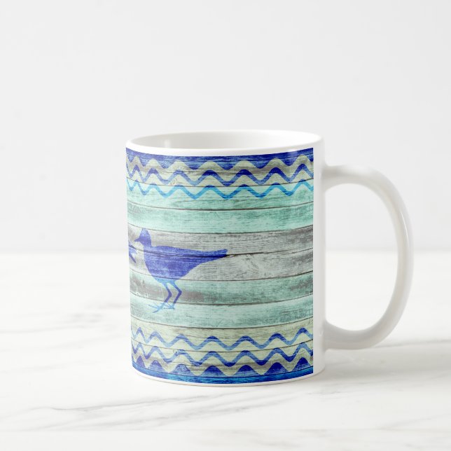 Rustikale Marine-Blau-Küstendekor-Flussuferläufer Kaffeetasse (Rechts)