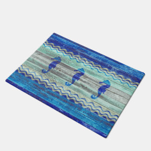 Rustikale Marine-Blau-Küstendekor-Seepferde Fußmatte