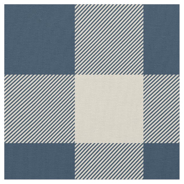 Rustikale Marine und Beige Buffalo Kariert Stoff (Nahaufnahme)