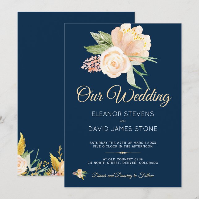 Rustikale Marinebäume Einladung (Vorne/Hinten)