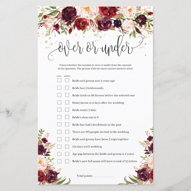 Rustikale Marsala burgundy Blütenblüte über oder u (Vorderseite)