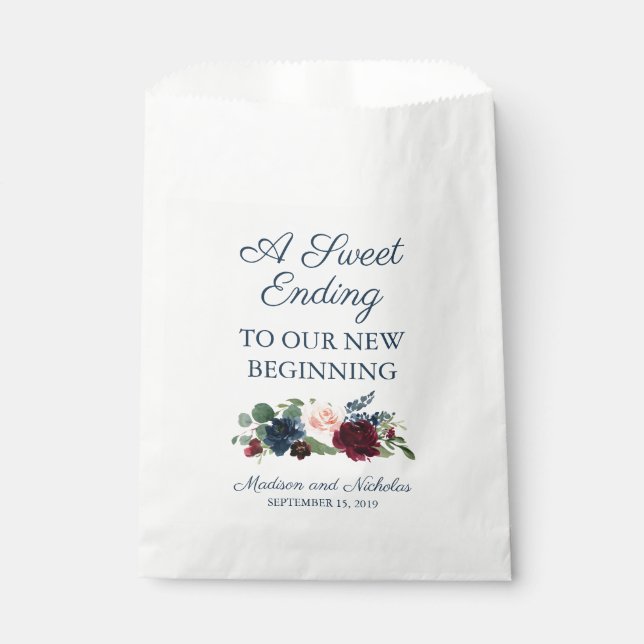 Rustikale Marsala Floral Gastgeschenk Hochzeit Bag Geschenktütchen (Vorderseite)