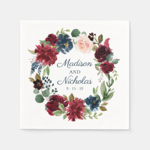 Rustikale Marsala Floral Wedding Napkins Serviette