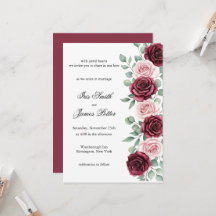 Rustikale Marsala-Wein-Blumen-Kalligrafie-Hochzeit