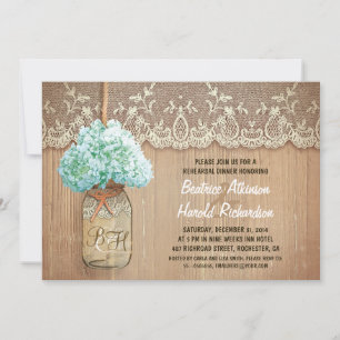 rustikale Mason Glas aquamarine Hydrangea Probe Ab Einladung