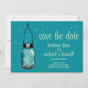 Rustikale Mason-Glas & Glühwürmchen Save the Date