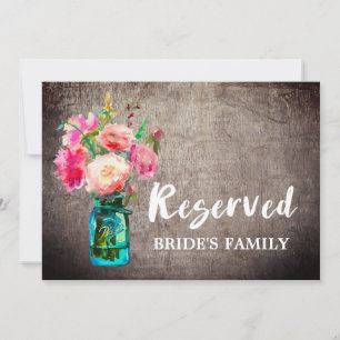 Rustikale Mason-Glas- und Blumen-Hochzeit "Reservi Einladung