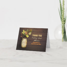 Rustikale Mason Glas und Herbstlaube danke Karten