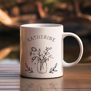 Rustikale Mason Jar Blume Personalisiert Kaffeetasse
