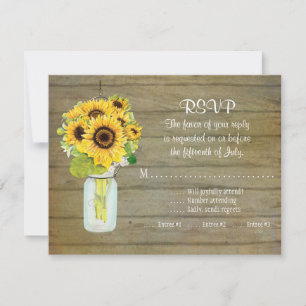 Rustikale Mason Jar Blume Sonnenblumen UAWG RSVP Karte