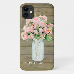 Rustikale Mason Jar Blush Pink Roses Bouquet Case-Mate iPhone Hülle