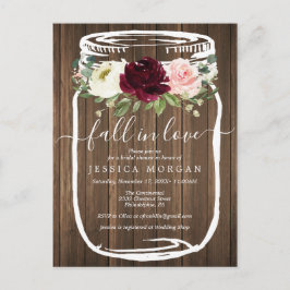 Rustikale Mason Jar Fall in Liebe Brautparty einla Postkarte