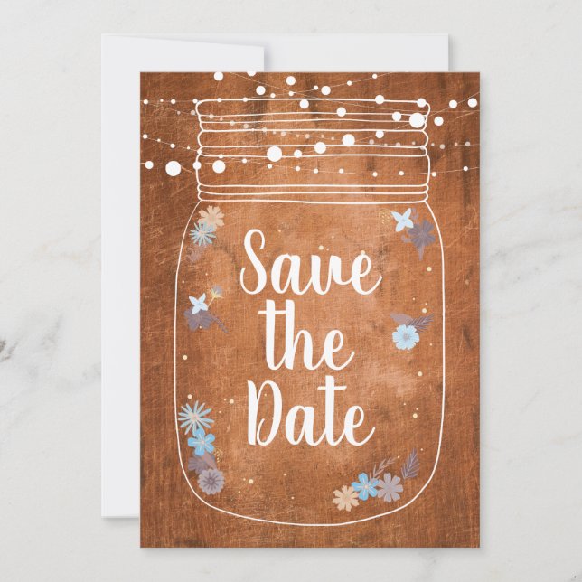 Rustikale Mason-Jar-Lichterketten Save-the-Date Save The Date (Vorderseite)