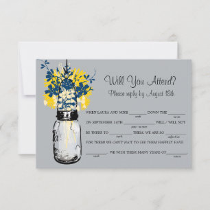 Rustikale Mason Jar mit Wildblumen LIB RSVP Karte