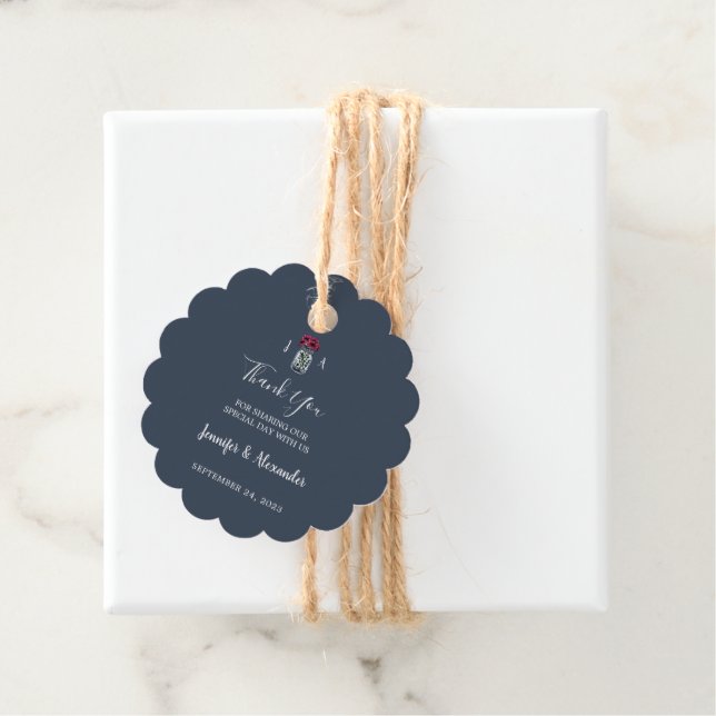 Rustikale Mason Jar Monogramm blaue Hochzeit Geschenkanhänger (Beispiel)