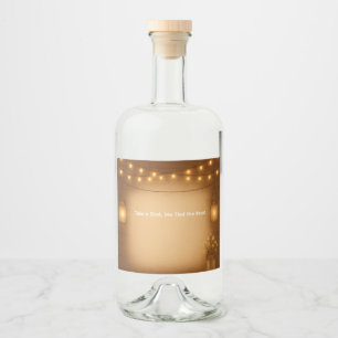 Rustikale Mason Jar & String Lights Hochzeit Alkoholflaschenetikett