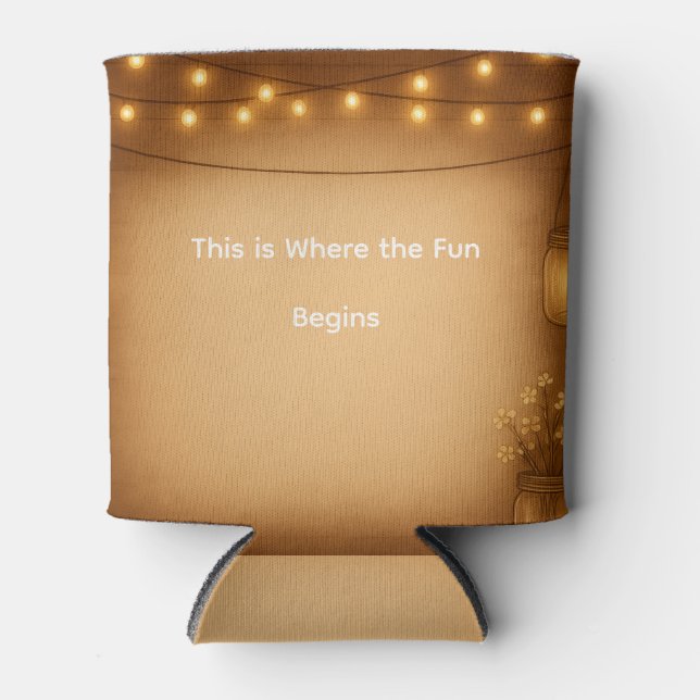 Rustikale Mason Jar & String Lights Wedding Can Co Dosenkühler (Vorderseite)