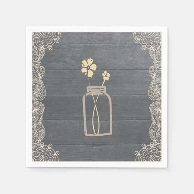 Rustikale Mason Jar und Spitzenpapier Napkins Serviette (Vorderseite)