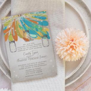 Rustikale Mason Jar Yellow Orange Turquoise Mairyt Einladung