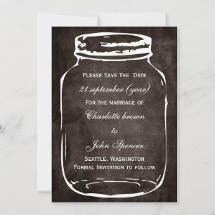 rustikale Masson Glas Hochzeit speichern Sie das D Save The Date