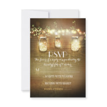rustikale Maurerkrüge Lichter Hochzeit RSVP-Karten