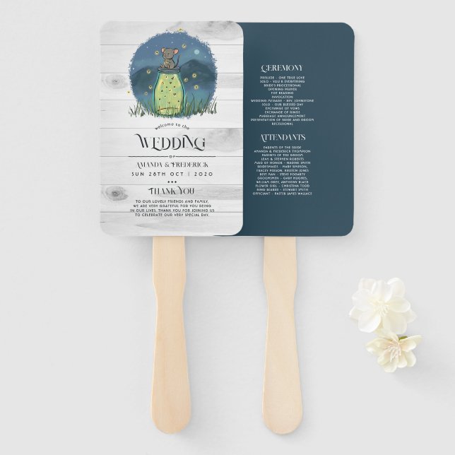 Rustikale Maus Firefly Mason Jar Fächer (Vorne und Hinten)