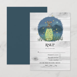 Rustikale Maus-Glühwürmchen-Mason-Glas RSVP Karte