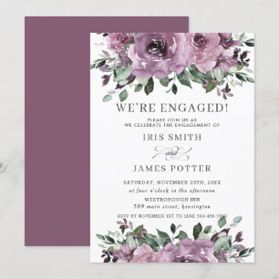 Rustikale Mauve Lila Plum Floral Engagement Party Einladung