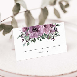Rustikale Mauve Plum Lilac Lila Blumenhochzeit Platzkarte
