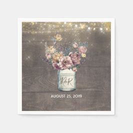 Rustikale Mauve und Gold Floral Mason Jar Wedding Serviette