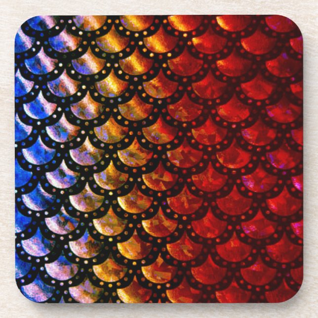 Rustikale Meerjungenskala Getränkeuntersetzer (Vorderseite)