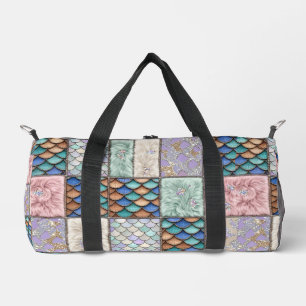 Rustikale Meerjungfrau-Fairy-Tale-Faux-Patchwork-M Duffle Bag