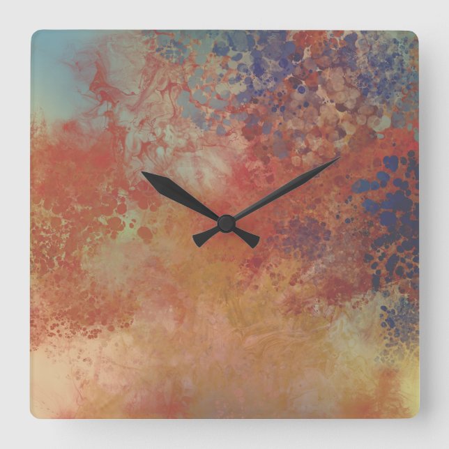 Rustikale, metallisch Inspirierte Kunst Quadratische Wanduhr (Vorderseite)