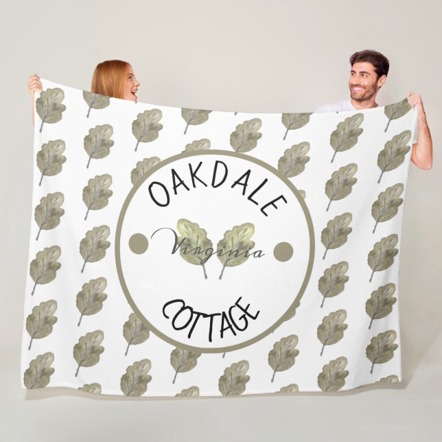 Rustikale Miet-Hütte Botanische Blätter Fleecedecke (Beispiel)