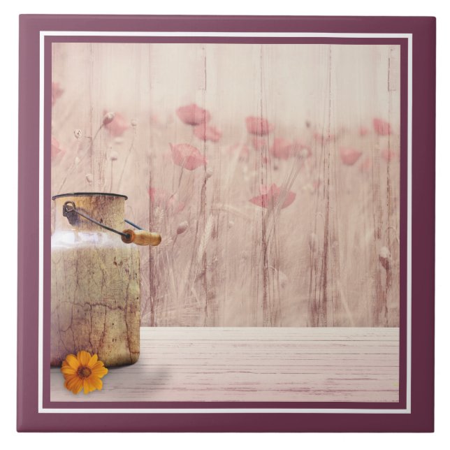 Rustikale Milch kann auf Holz landen Fliese (Vorderseite)