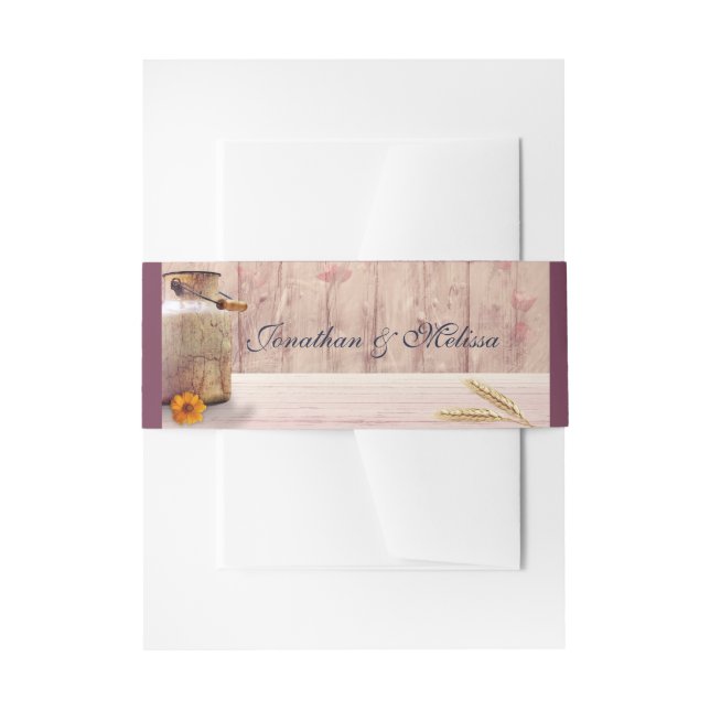 Rustikale Milch kann Hochzeit Einladungsbanderole (Vorderseite Beispiel)