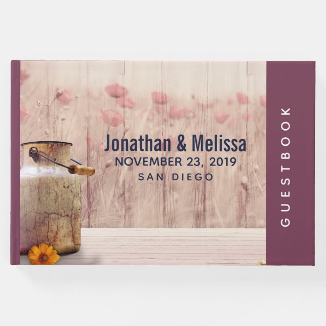 Rustikale Milch kann Hochzeit Gästebuch (Vorderseite)