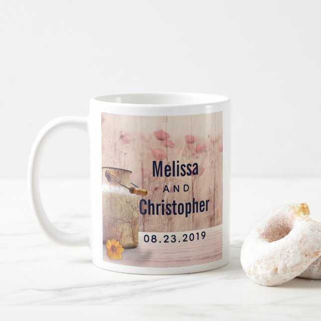 Rustikale Milch kann Hochzeit Kaffeetasse (Mit Donut)