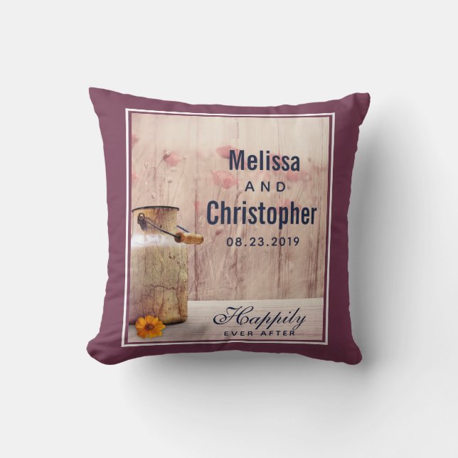 Rustikale Milch kann Hochzeit Kissen (Vorderseite)