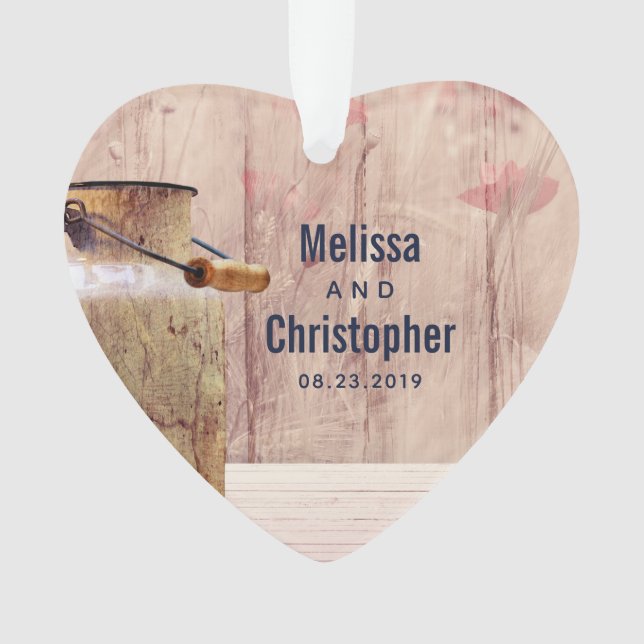 Rustikale Milch kann Hochzeit Ornament (Vorderseite)