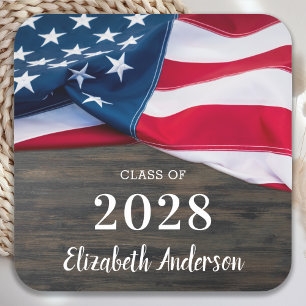 Rustikale militärische Abschlussfeier Amerikanisch Rechteckiger Pappuntersetzer
