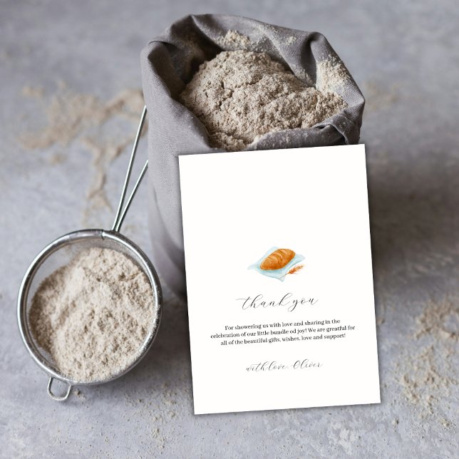Rustikale Minimal-Backbun in der Oven-Baby-Dusche Dankeskarte (Rustic Minimal Baking Bun In The Oven Baby Shower Thank You Card)