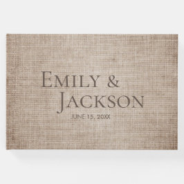 Rustikale Minimal Brown Burlap Linen Wedding Gästebuch