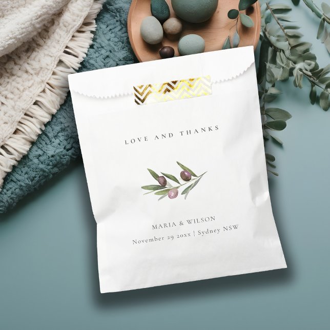 Rustikale Minimal Olive Branch Foliage dank Hochze Geschenktütchen (Von Creator hochgeladen)