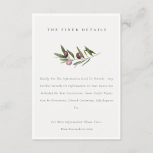 Rustikale Minimal Olive Branch Foliage Hochzeit De Begleitkarte