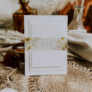 Rustikale Minimal-Wasserfarben-Sonnenblume Einladungsbanderole