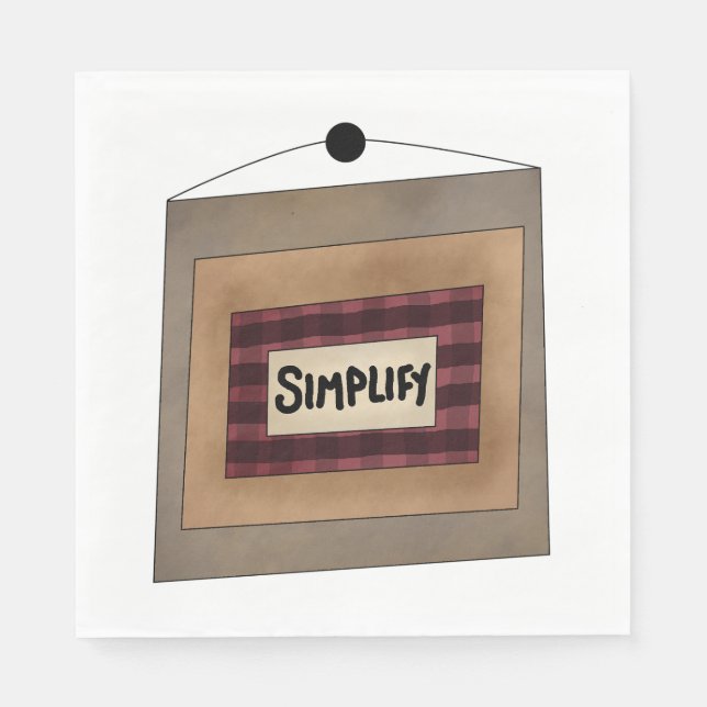 Rustikale Minimalist Simplify Wortkunst-Schilder Serviette (Vorderseite)