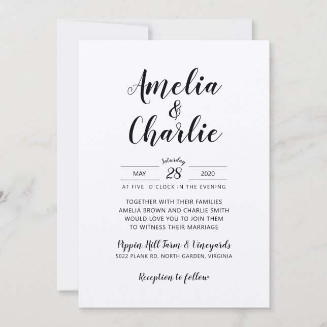 Rustikale Minimalistische Einladung zur Hochzeit (Vorderseite)