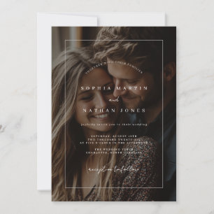 Rustikale minimalistische Foto-Rahmen-Hochzeitsein Einladung